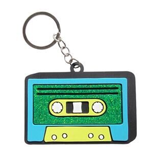 Cassette Tape Keychain Green Blue Black Glitter Retro 80s Funky Gift Teen Ustyle